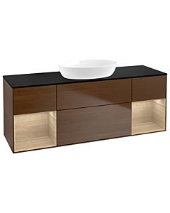 Villeroy und Boch Finion FD02PCGN 120cm, plaque de recouvrement noire mate, étagères Oak Veneer , placage Oak Veneer