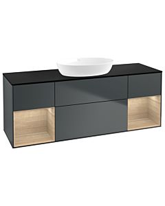 Villeroy und Boch Finion Villeroy und Boch Finion FD02PCHG 120cm, cover plate black matt, shelves Oak Veneer , midnight Blue Matt Lacquer