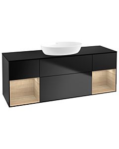Villeroy und Boch Finion Villeroy und Boch Finion FD02PCPD 120cm, cover plate black matt, shelves Oak Veneer , black matt lacquer
