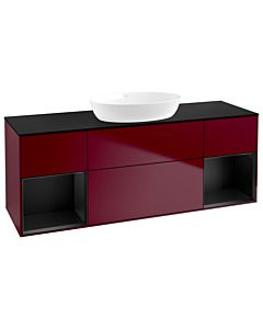 Villeroy und Boch Finion Waschtischunterschrank FD02PDHB 120cm, Abdeckplatte black matt, Regale Black matt lacquer, Peony Matt