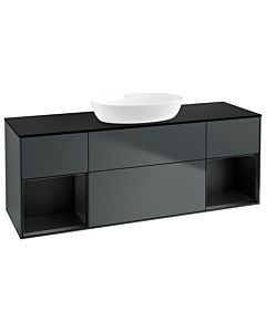 Villeroy und Boch Finion Waschtischunterschrank FD02PDHG 120cm, Abdeckplatte black matt, Regale Black matt lacquer, Midnight Blue Matt Lacquer