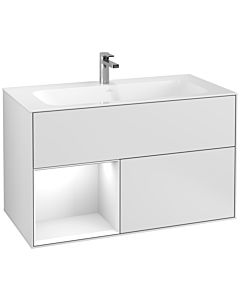 Villeroy und Boch Finion Villeroy und Boch G030GFMT 99,6x59,1cm, éclairage mural, étagère à gauche Laque blanc brillant, laqué blanc mat