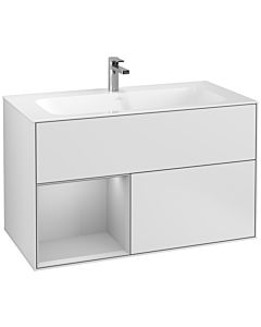Villeroy und Boch Finion Villeroy und Boch G030GJMT 99,6x59,1cm, éclairage mural, étagère à gauche gris clair mat, laqué blanc mat