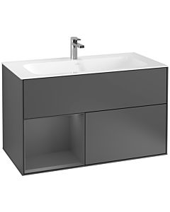Villeroy und Boch Finion Villeroy und Boch G030GKGK 99,6x59,1cm, éclairage mural, étagère gauche Anthracite mat, Anthracite mat