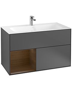 Villeroy und Boch Finion Villeroy und Boch Finion G030GNGK 99.6x59.1cm, wall lighting, shelf on the left walnut veneer, anthracite matt