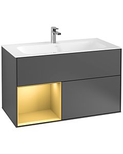 Villeroy und Boch Finion Villeroy und Boch G030HFGK 99,6x59,1cm, éclairage mural, étagère gauche or mat, anthracite mat