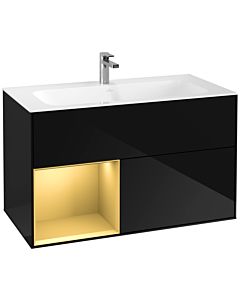 Villeroy und Boch Finion Villeroy und Boch Finion G030HFPH 99.6x59.1cm, wall lighting, shelf left gold matt, Glossy Black Lacquer