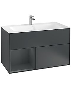 Villeroy und Boch Finion Waschtischunterschrank G030HGHG 99,6x59,1cm, Wandbeleuchtung, Regal links Midnight Blue Matt Lacquer, Midnight Blue Matt Lacquer