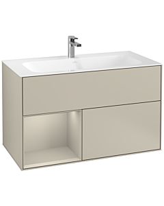 Villeroy und Boch Finion Villeroy und Boch G030HHHH 99,6x59,1cm, éclairage mural, étagère à gauche Sand Matt Lacquer , Sand Matt Lacquer