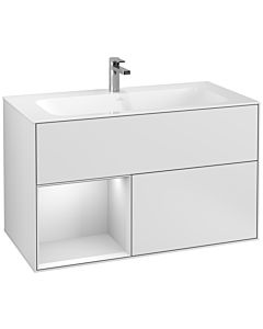 Villeroy und Boch Finion Waschtischunterschrank G030MTMT 99,6x59,1cm, Wandbeleuchtung, Regal links White matt lacquer, White matt lacquer