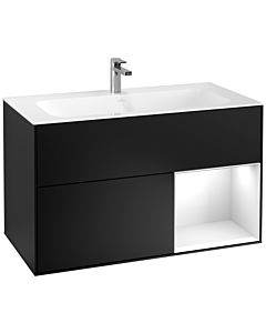 Villeroy und Boch Finion Waschtischunterschrank G040GFPD 99,6x59,1cm, Emotion, Regal rechts Glossy white lacquer, Black matt lacquer