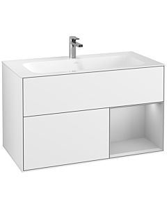Villeroy und Boch Finion Villeroy und Boch G040GJGF 99,6x59,1cm, Emotion, étagère à droite gris clair mat, laqué blanc brillant