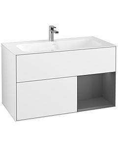 Villeroy und Boch Finion Villeroy und Boch G040GKGF 99,6x59,1cm, Emotion, étagère à droite Anthracite mat, Laque blanc brillant