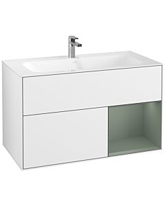 Villeroy und Boch Finion Villeroy und Boch G040GMGF 99,6x59,1cm, Emotion, étagère à droite Olive Matt Lacquer , Laque blanc brillant