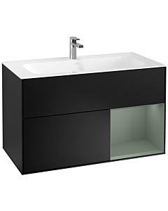 Villeroy und Boch Finion Waschtischunterschrank G040GMPD 99,6x59,1cm, Emotion, Regal rechts Olive Matt Lacquer, Black matt lacquer