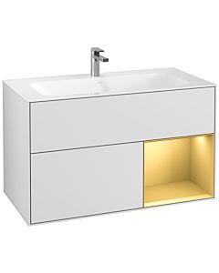 Villeroy und Boch Finion Waschtischunterschrank G040HFMT 99,6x59,1cm, Emotion, Regal rechts Gold matt, White matt lacquer