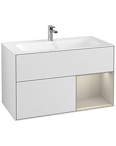 Villeroy und Boch Finion Villeroy und Boch G040HHMT 99,6x59,1cm, Emotion, étagère à droite Sand laqué mat, blanc mat