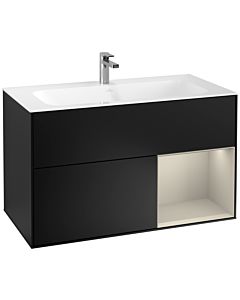 Villeroy und Boch Finion Waschtischunterschrank G040HHPD 99,6x59,1cm, Emotion, Regal rechts Sand Matt, Black matt lacquer