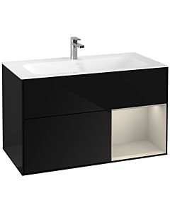 Villeroy und Boch Finion Villeroy und Boch Finion G040HHPH 99.6x59.1cm, Emotion, shelf right Sand Matt, Glossy Black Lacquer