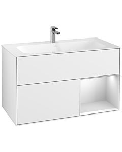 Villeroy und Boch Finion Villeroy und Boch G040MTGF 99,6x59,1cm, Emotion, étagère à droite laqué blanc mat, laqué blanc brillant