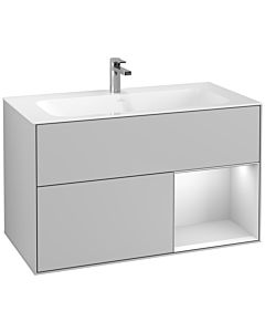 Villeroy und Boch Finion Villeroy und Boch G040MTGJ 99,6x59,1cm, Emotion, étagère à droite laqué blanc mat, gris clair mat