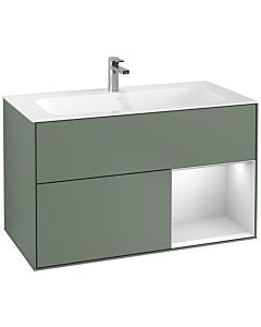 Villeroy und Boch Finion Villeroy und Boch Finion G040MTGM 99.6x59.1cm, Emotion, shelf right white matt lacquer, Olive Matt Lacquer