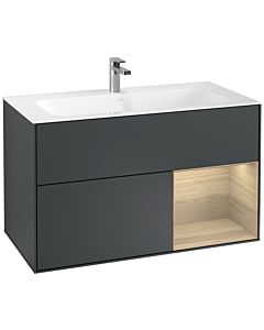 Villeroy und Boch Finion Waschtischunterschrank G040PCHG 99,6x59,1cm, Emotion, Regal rechts Oak Veneer, Midnight Blue Matt Lacquer