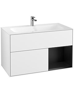 Villeroy und Boch Finion Villeroy und Boch G040PDGF 99,6x59,1cm, Emotion, étagère à droite Laque noire mate, Laque blanc brillant
