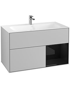 Villeroy und Boch Finion Villeroy und Boch G040PHGJ 99,6x59,1cm, Emotion, étagère à droite Glossy Black Lacquer , gris clair mat