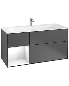 Villeroy und Boch Finion Villeroy und Boch G060GFGK 119,6x59,1cm, Emotion, tablette gauche Laque blanc brillant, Anthracite mat