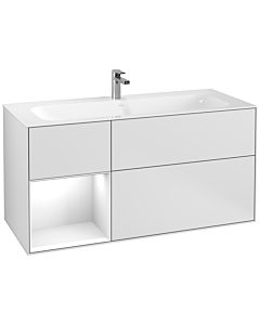Villeroy und Boch Finion Waschtischunterschrank G060GFMT 119,6x59,1cm, Emotion, Regal links Glossy white lacquer, White matt lacquer