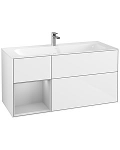 Villeroy und Boch Finion Villeroy und Boch G060GJGF 119,6x59,1cm, Emotion, étagère à gauche gris clair mat, laqué blanc brillant