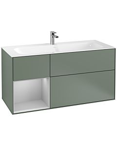 Villeroy und Boch Finion Waschtischunterschrank G060GJGM 119,6x59,1cm, Emotion, Regal links Light grey matt, Olive Matt Lacquer