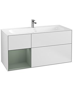 Villeroy und Boch Finion Waschtischunterschrank G060GMMT 119,6x59,1cm, Emotion, Regal links Olive Matt Lacquer, White matt lacquer