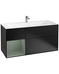 Villeroy und Boch Finion Waschtischunterschrank G060GMPD 119,6x59,1cm, Emotion, Regal links Olive Matt Lacquer, Black matt lacquer