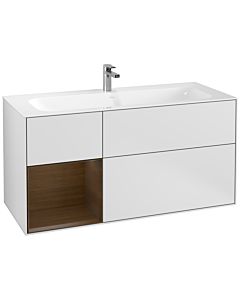 Villeroy und Boch Finion Waschtischunterschrank G060GNMT 119,6x59,1cm, Emotion, Regal links Walnut veneer, White matt lacquer
