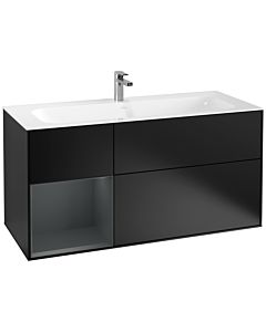 Villeroy und Boch Finion Waschtischunterschrank G060HGPD 119,6x59,1cm, Emotion, Regal links Midnight Blue Matt Lacquer, Black matt lacquer