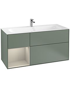 Villeroy und Boch Finion Waschtischunterschrank G060HHGM 119,6x59,1cm, Emotion, Regal links Sand Matt Lacquer, Olive Matt Lacquer