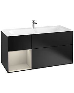 Villeroy und Boch Finion Waschtischunterschrank G060HHPD 119,6x59,1cm, Emotion, Regal links Sand Matt Lacquer, Black matt lacquer