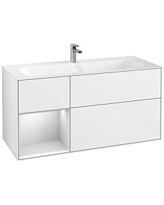 Villeroy und Boch Finion Villeroy und Boch G060MTGF 119,6x59,1cm, Emotion, étagère gauche laqué blanc mat, laqué blanc brillant