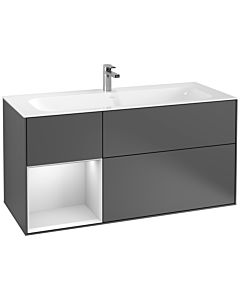 Villeroy und Boch Finion Waschtischunterschrank G060MTGK 119,6x59,1cm, Emotion, Regal links White matt lacquer, Anthracite matt