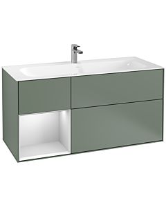 Villeroy und Boch Finion Waschtischunterschrank G060MTGM 119,6x59,1cm, Emotion, Regal links White matt lacquer, Olive Matt Lacquer