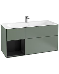 Villeroy und Boch Finion Villeroy und Boch G060PDGM 119,6x59,1cm, Emotion, étagère gauche laqué noir mat, Olive Matt Lacquer