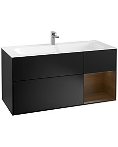 Villeroy und Boch Finion Waschtischunterschrank G070GNPD 119,6x59,1cm, Emotion, Regal rechts Walnut veneer, Black matt lacquer