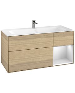 Villeroy und Boch Finion Waschtischunterschrank G070MTPC 119,6x59,1cm, Emotion, Regal rechts White matt lacquer, Oak Veneer