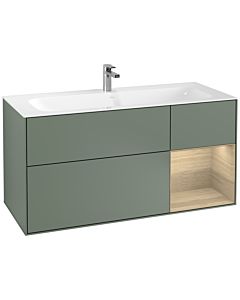 Villeroy und Boch Finion Waschtischunterschrank G070PCGM 119,6x59,1cm, Emotion, Regal rechts Oak Veneer, Olive Matt Lacquer