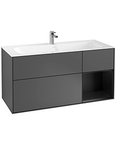 Villeroy und Boch Finion Waschtischunterschrank G070PDGK 119,6x59,1cm, Emotion, Regal rechts Black matt lacquer, Anthracite matt