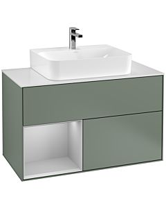 Villeroy und Boch Finion Villeroy und Boch Finion G111GJGM 100cm, cover plate white matt, Emotion, shelf left light gray matt, Olive Matt Lacquer