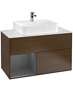 Villeroy und Boch Finion Villeroy und Boch Finion G111GKGN 100cm, cover plate white matt, Emotion, shelf left anthracite matt, walnut veneer