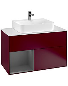 Villeroy und Boch Finion Waschtischunterschrank G111GKHB 100cm, Abdeckplatte white matt, Emotion, Regal links Anthracite matt, Peony Matt